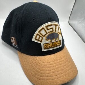 Boston Bruins Adjustable Hat Roman Made In USA Vintage NHL Hockey Side Logo Wool